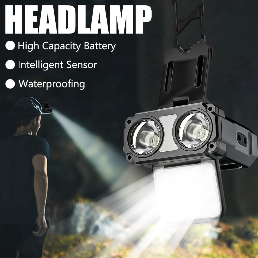 Fish Finder Battery - Sensor COB LED Headlamp Cap Clip